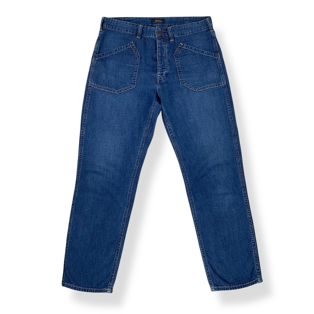 Polo Ralph Lauren Jeans Women 28 Blue Relaxed Button Fly Crop Denim 1967